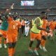 Players of Ivory Coast celebrate winning the CAF 2023 Africa Cup of Nations semi final between Ivory Coast and DR Congo, in Abidjan, Ivory Coast.