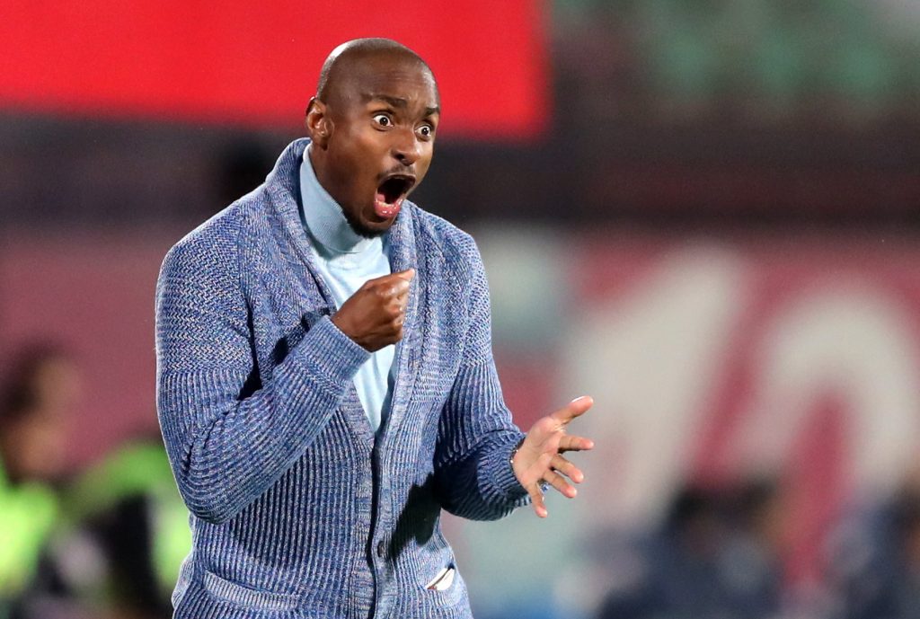 Sundown head coach Rulani Mokwena reacts during the CAF Champions League soccer match between Al-Ahly and Mamelodi Sundown in Cairo, Egypt, 25 February 2023.