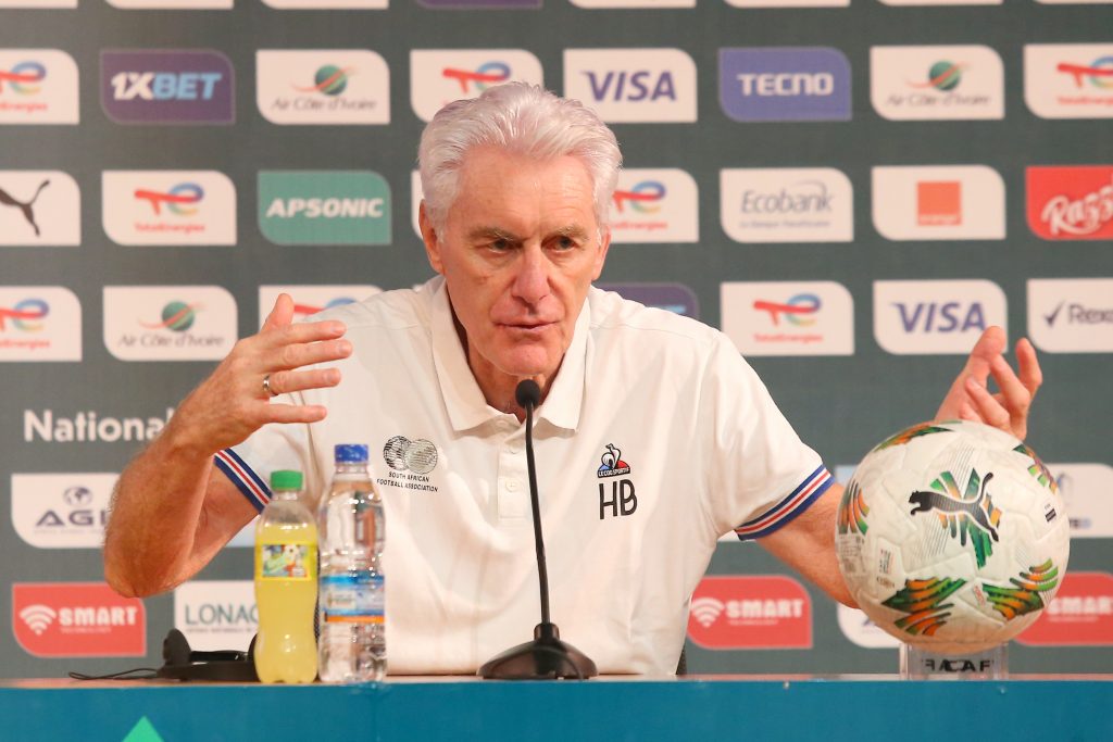 Hugo Broos, head coach of South Africa during the 2023 Africa Cup of Nations Press Conference for South Africa at Palais de la Culture in Abidjan, Cote DIvoire on 09 February 2024.