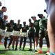South Africa assistant coach Philip Snyman and South Africa coach Sandile Ngcobo talk to the players after beating Fiji during Day 2 of the 2022 HSBC Cape Town Sevens held at Cape Town Stadium.