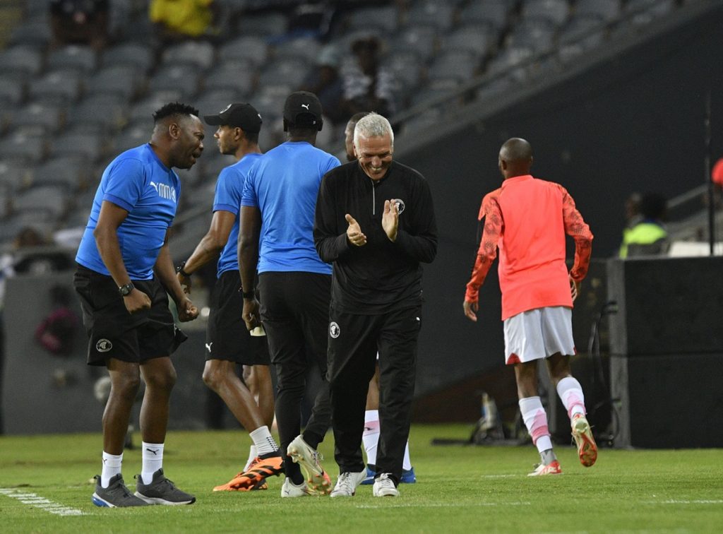 Ernst Middendorp coach of Cape Town Spurs during DStv Premiership 2023/24 match between Orlando Pirates and Cape Town Spurs at Orlando Stadium.