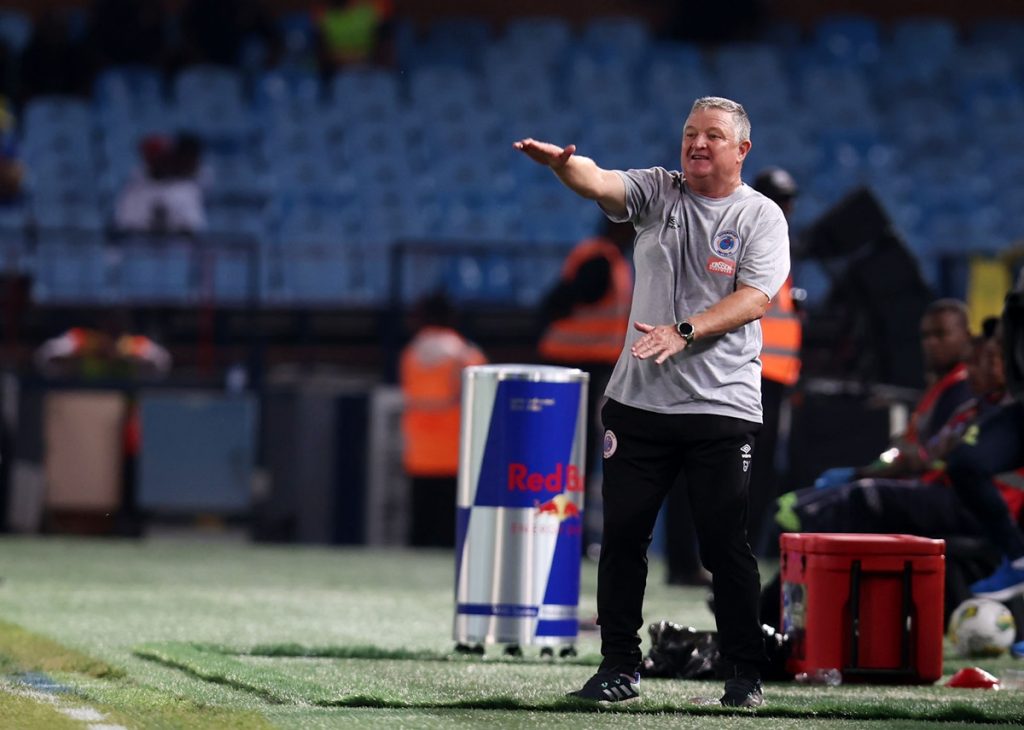 Gavin Hunt, head coach of Supersport United during the DStv Premiership 2023/24 match between Mamelodi Sundowns and Supersport United at the Loftus Stadium.