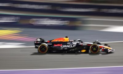 Red Bull Racing driver Max Verstappen of Netherlands steers his car during the Formula 1 Saudi Arabia Grand Prix at the Jeddah Corniche Circuit.