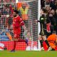 Liverpool's Mohamed Salah celebrates scoring their side's third goal of the game during the UEFA Europa League Round of 16, second leg match at Anfield.
