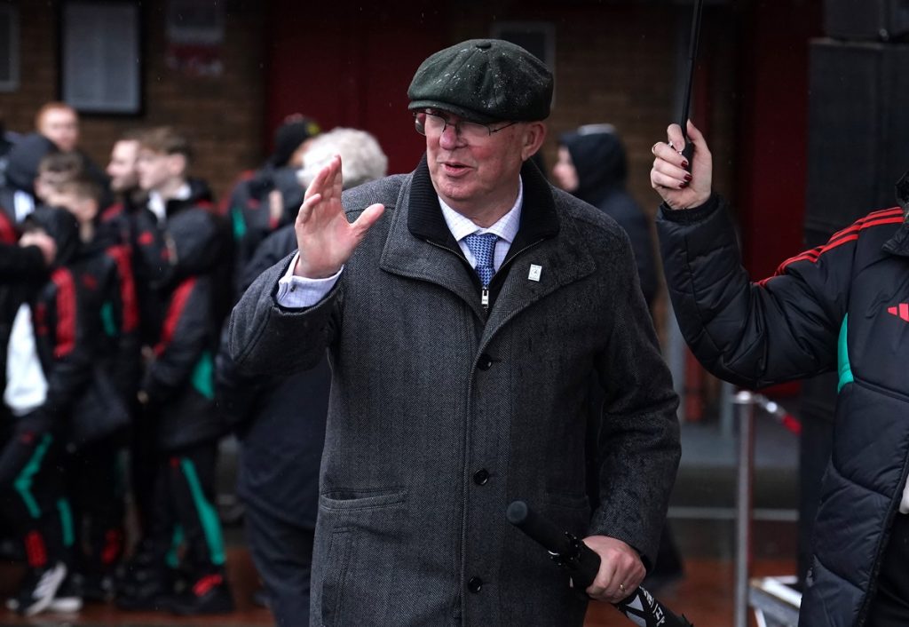 Former Manchester United manager Sir Alex Ferguson after the memorial service for the victims of the 1958 Munich Air Disaster at Old Trafford, Manchester