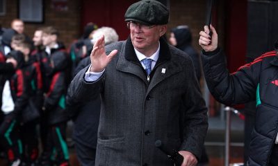 Former Manchester United manager Sir Alex Ferguson after the memorial service for the victims of the 1958 Munich Air Disaster at Old Trafford, Manchester