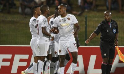 Mervin Boji of Stellenbosch FC celebrates goal during 2024 Nedbank Cup Last 16 match between Milford FC and Stellenbosch FC at Princess Magogo Stadium.