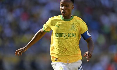 Themba Zwane of Mamelodi Sundowns during the DStv Premiership 2023/24 football match against Cape Town City at Cape Town Stadium