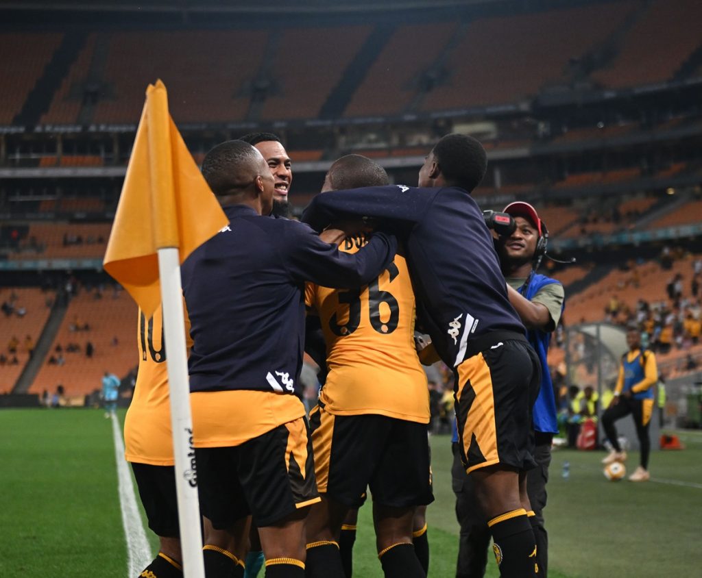 Wandile Duba of Kaizer Chiefs celebrates goal during DStv Premiership 2023/24 match between Kaizer Chiefs and Golden Arrows at FNB Stadium.