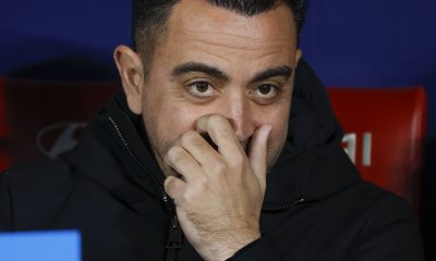 Barcelona's head coach Xavi Hernandez looks on ahead of the Spanish LaLiga soccer match between Atletico Madrid and FC Barcelona in Madrid, Spain, 17 March 2024.