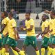 Themba Zwane celebrates his goal with teammates during the FIFA Series Algeria Edition 2024 match between Algeria and South Africa held at Nelson Mandela Stadium.
