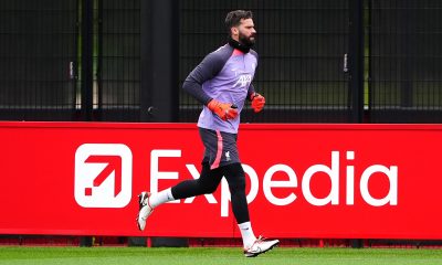 Liverpool goalkeeper Alisson Becker during the training session at the AXA Training Centre, Liverpool.