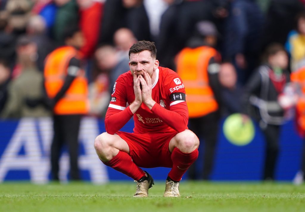 Liverpool's Andrew Robertson, who vowed to keep fighting after Liverpool lost more ground in the title race over the weekend.