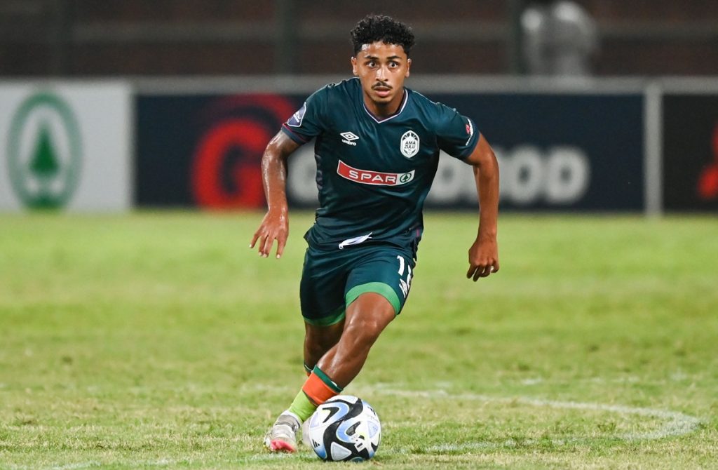 Ethan Brooks of AmaZulu FC during the DStv Premiership 2023/24 game between AmaZulu and Moroka Swallows FC at King Zwelithini Stadium.