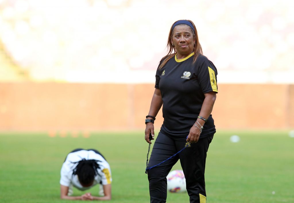 Desiree Ellis, coach of South Africa during the 2024 Olympics Qualifiers South Africa Training Session at the MKO Abiola Stadium, Abuja on the 04 April 2024 ©