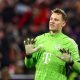 Goalkeeper Manuel Neuer of Bayern reacts after the team's first goal during the UEFA Champions League quarter final, 2nd leg match between Bayern Munich and Arsenal in Munich, Germany, 17 April 2024.