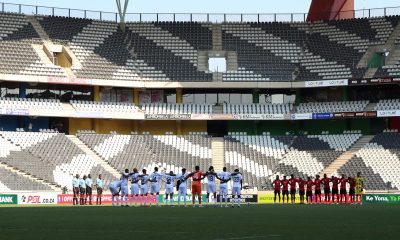 Players lined up at the Mbombela Stadium in Nelspriut.
