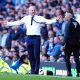 Everton manager Sean Dyche (left) reacts during the Premier League match at Goodison Park, Liverpool.