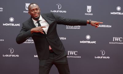 Jamaican sprinter Usain Bolt poses during the 2024 Laureus World Sports Awards ceremony, in Madrid, Spain, 22 April 2024.