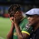 Joyce Lomalisa of Young Africans dejected after defeat during the CAF Champions League 2023/24 quarterfinals match between Mamelodi Sundowns and Young Africans at Loftus Stadium.