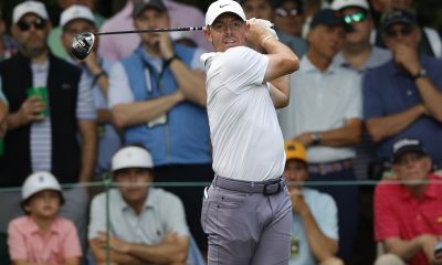 Rory McIlroy of Northern Ireland tees off on the seventh tee during the first round of the Masters Tournament at the Augusta National Golf Club in Augusta, Georgia, USA, 11 April 2023. The Augusta National Golf Club is holding the Masters Tournament from 11 April through 14 April 2024. EPA/ERIK S. LESSER