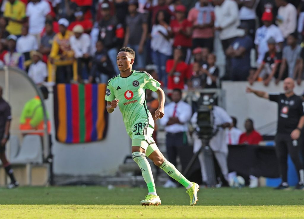 Relebohile Mofokeng of Orlando Pirates during the DStv Premiership 2023/24 match between TS Galaxy and Orlando Pirates at Mbombela Stadium in Nelspruit on 18 May 2024