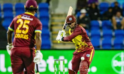 Brandon King of the West Indies batting during the 1st T20I between Australia and the West Indies in Hobart, Australia, 09 February 2024.
