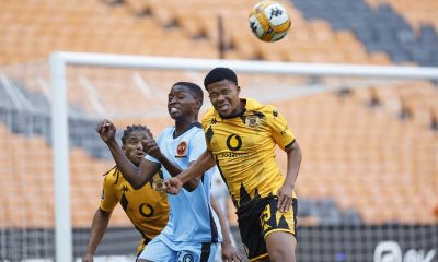 Doney Jansen of Kaizer Chiefs wins header against Meshua Mello of Polokwane City during DStv Premiership 2023/24 football match between Kaizer Chiefs and Polokwane City at Soccer City.