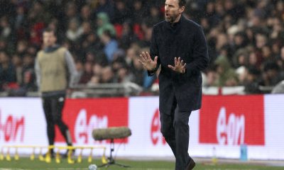 England's manager Gareth Southgate reacts during the friendly international soccer match between England and Belgium in London, Britain, 26 March 2024.