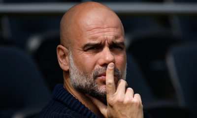 Manchester City manager Pep Guardiola looks on ahead of the English Premier League soccer match between Fulham and Manchester City in London, Britain, 11 May 2024.