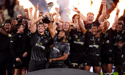 Hollywoodbet Sharks' Eben Etzebeth lifts the trophy after the EPCR Challenge Cup final at the Tottenham Hotspur Stadium.