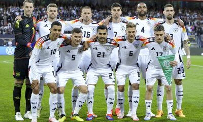 Germany's starting eleven pose for a team photo before the international friendly soccer match between Germany and Ukraine in Nuremberg, Germany, 03 June 2024 (re-issued 06 June 2024). Germany are playing in Group A at the UEFA EURO 2024 with Scotland, Hungary and Switzerland. Top from L: Manuel Neuer, Maximilian Mittelstaedt, Waldemar Anton, Kai Havertz, Jonathan Tah and Robert Andrich. Front from L: Jamal Musiala, Pascal Gross, Ilkay Guendogan, Joshua Kimmich and Florian Wirtz.