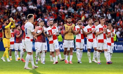 Croatian players applaud to fans after losing the UEFA EURO 2024 group B match between Spain and Croatia in Berlin, Germany, 15 June 2024.
