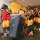 Kaizer Chiefs players singing in the tunnel during the DStv Premiership 2023/24 football match between Cape Town Spurs and Kaizer Chiefs at Cape Town Stadium.