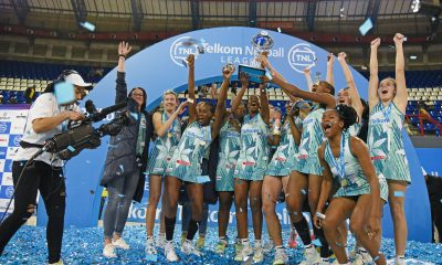 Free State Crinums celebrate victory after the Telkom Netball League 2024 Final match between Gauteng Jaguars and Free State Crinums at Ellis Park Arena in Johannesburg on the 19th of June 2024.