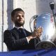 Real Madrid's captain Nacho Fernandez poses with the UEFA Champions League trophy during an official reception at the seat of Madrid's regional president, in Madrid, Spain, 02 June 2024. Real Madrid won the UEFA Champions League 2024 final soccer match against Borussia Dortmund on 01 June 2024.