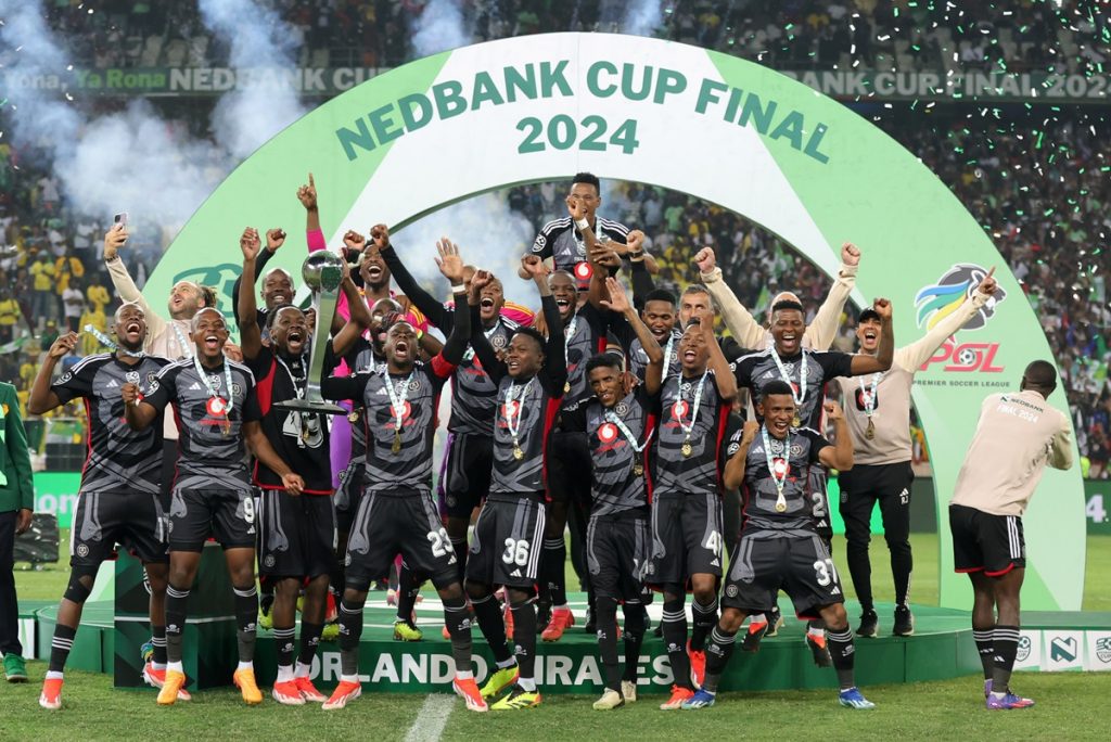 Orlando Pirates winners of the 2024 Nedbank Cup final match between Mamelodi Sundowns and Orlando Pirates at Mbombela Stadium.