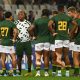 Bafana Nhleko, head coach of South Africa u20 talks to his players before the 2024 World Rugby U20 Championship game between South Africa and Fiji at Cape Town Stadium in South Africa on 29 June 2024.