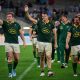 The Springboks celebrate the win during the 2024 Rugby Test Match between the Wallabies and Springboks at Optus Stadium, Perth Western Australia on the 17th August 2024. (Photo by