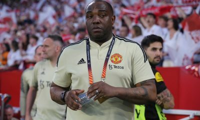 Manchester United's coach Benni McCarthy during the UEFA Europa League quarter-final second leg match at the Ramon Sanchez-Pizjuan Stadium, Seville.