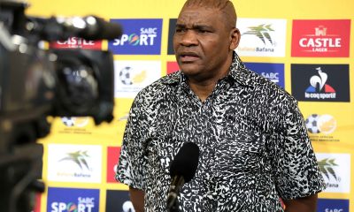 Molefi Ntseki, coach of South Africa during the 2021 Afcon Qualifier match between South Africa and Ghana at FNB Stadium, Johannesburg, on 25 March 2021 ©