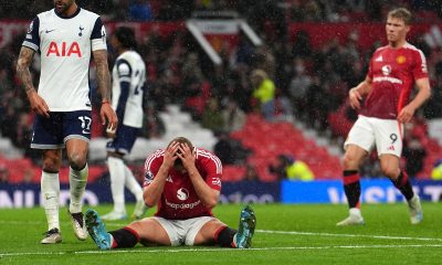 Manchester United's Matthijs de Ligt reacts to a missed chance during the Premier League match at Old Trafford.