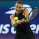 Aryna Sabalenka of Belarus in action against Elise Mertens of Belgium during their fourth round match at the US Open Tennis Championships at the USTA Billie Jean King National Tennis Center in Flushing Meadows.