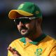 Tabraiz Shamsi of South Africa during the 023 T20 International Series match between South Africa and India at Wanderers Stadium in Johannesburg on 14 December 2023